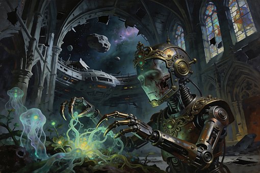 Robot, Android, Toekomst, Ruimte, Donker