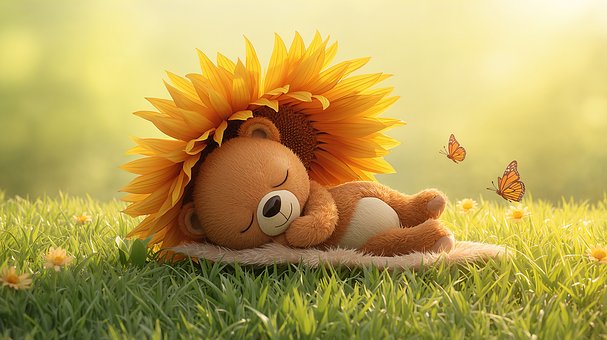 Free Teddy Bear Sunflower illustration and picture