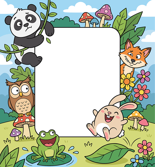 Free kids cartoon frame cute animals forest animals illustration