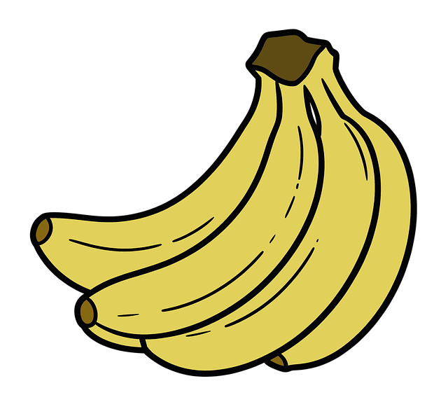 Free drawn bananas yellow color fruit illustration