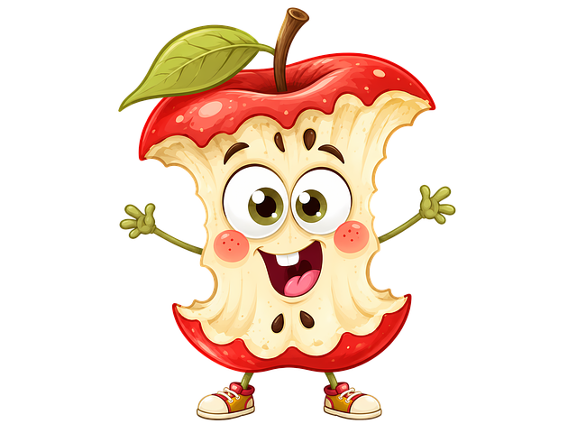 Free apple core cartoon apple character red apple illustration