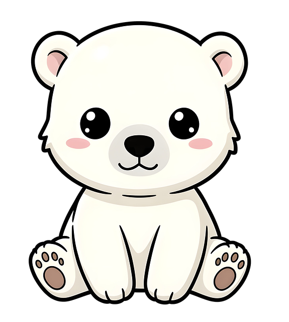 Free cartoon cute polar bear illustration