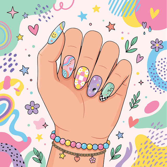 Free nail art pastel floral vector