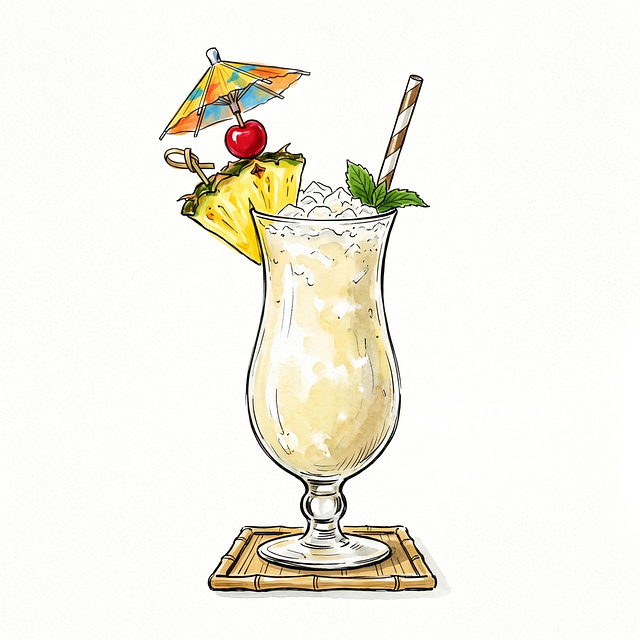 Free cocktail tropical pineapple illustration