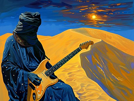 Free Desert Guitarist illustration and picture