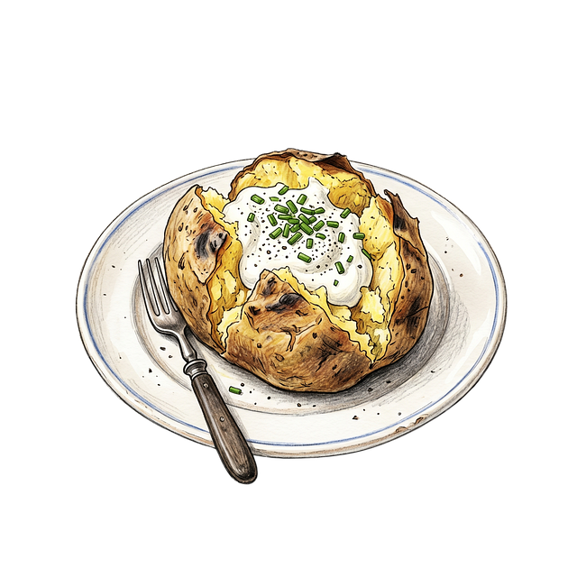 Free jacket-potato sour-cream chives illustration