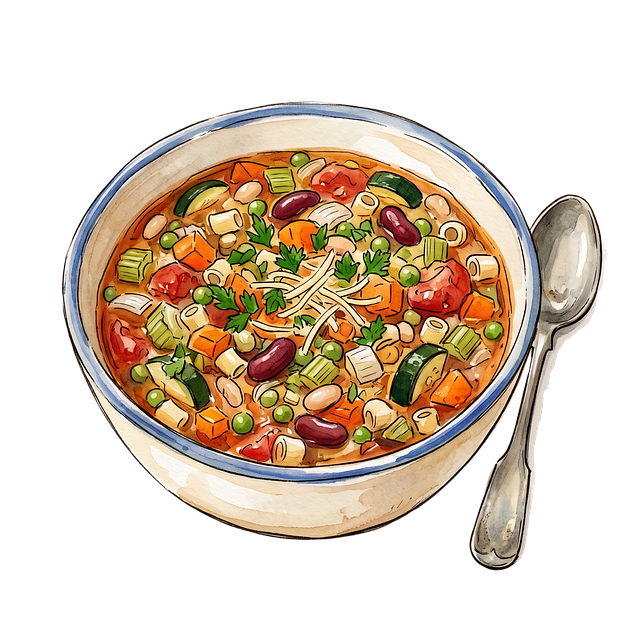 Free minestrone soup bowl illustration