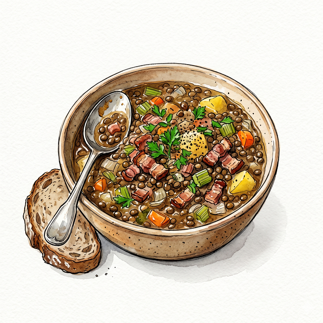 Free lentils stew carrots illustration