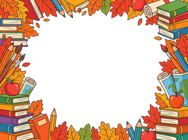 Free back to school fall leaves school supplies illustration