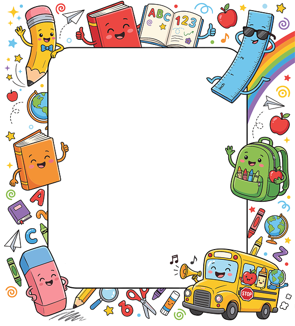 Free back to school school supplies cute cartoon illustration