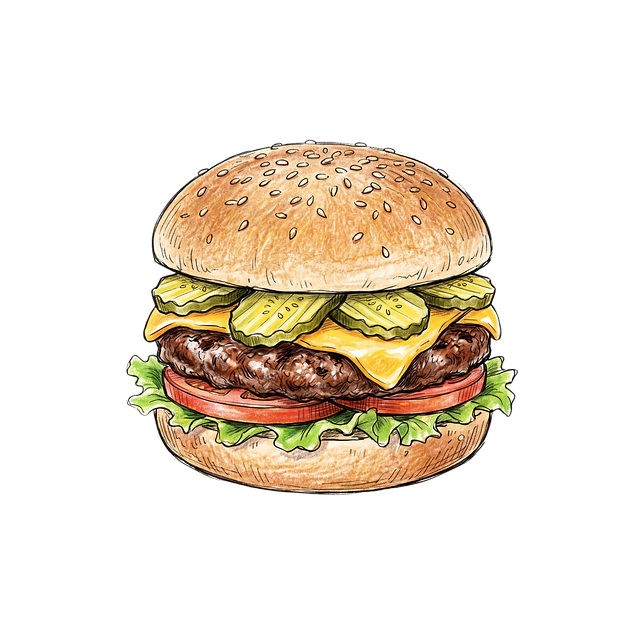 Free hamburger sketch sesame-bun illustration