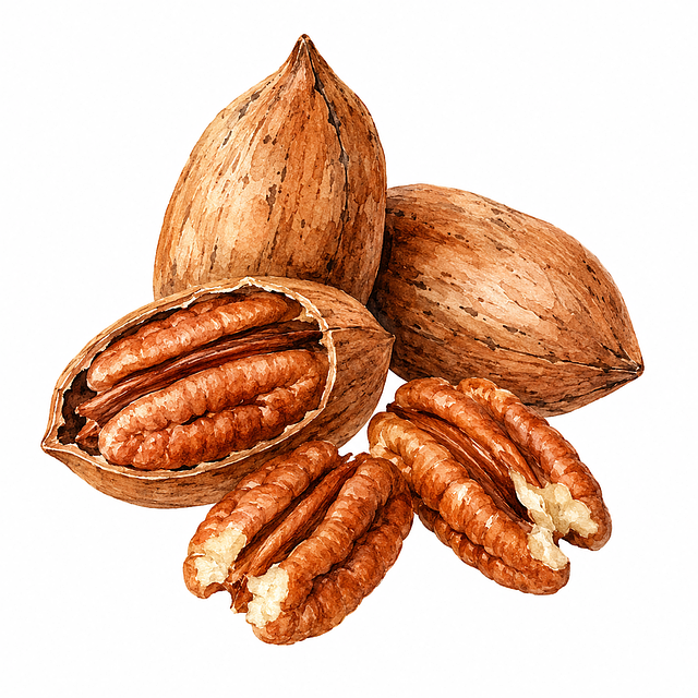 Free pecan nuts shell watercolor illustration