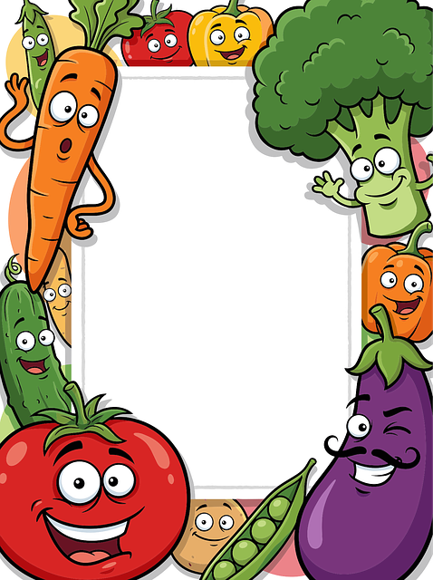 Free cartoon vegetables cute food vegetable frame vector