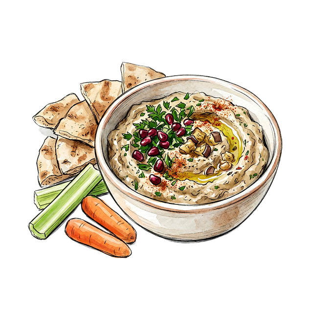 Baba Ganoush, Hummus, Keramikschale