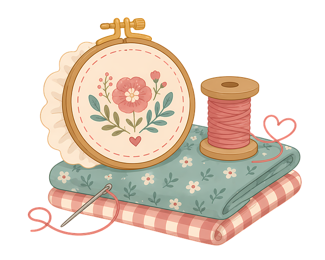 Free embroidery sewing thread embroidery hoop illustration