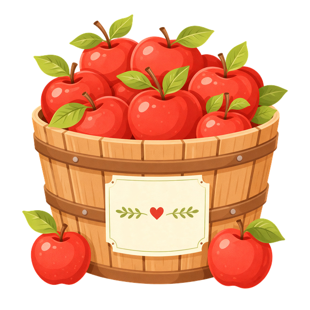 Free apple basket red apples wooden basket illustration