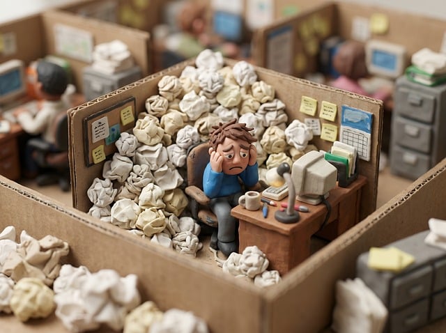 Free workplace stress office worker overwhelmed employee illustration