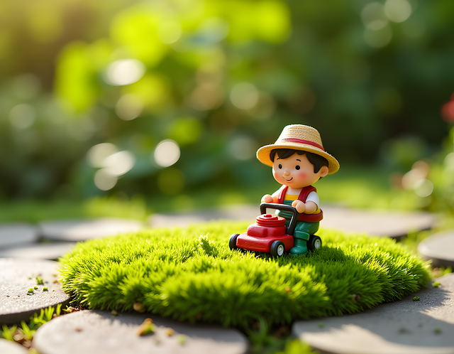 Miniatur, Rasen, Figur, Rasenmäher