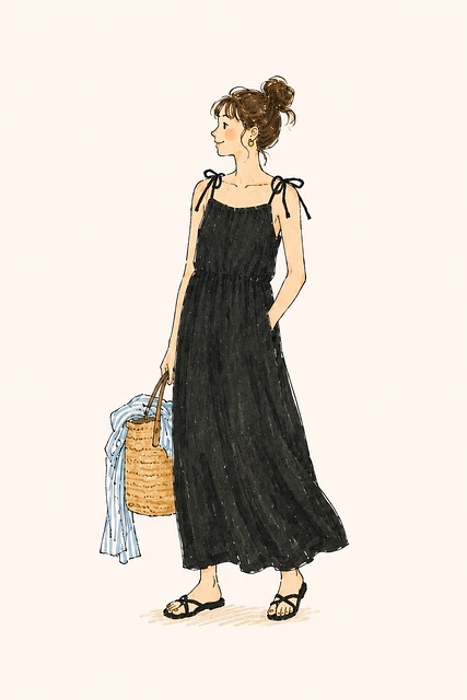 Sommermode, Schwarzes Kleid, Maxikleid