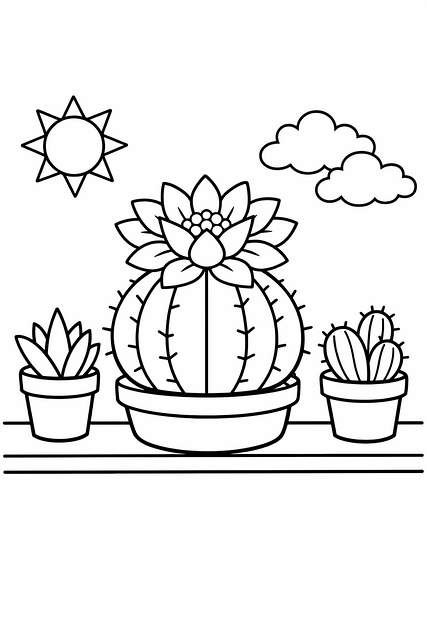 Free Cactus Black And White illustration and picture