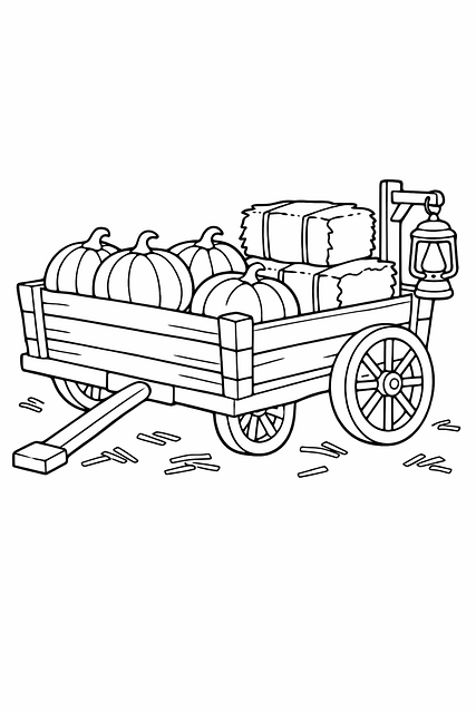 Pompoen, Kruiwagen, Zwart-Wit, Tekening
