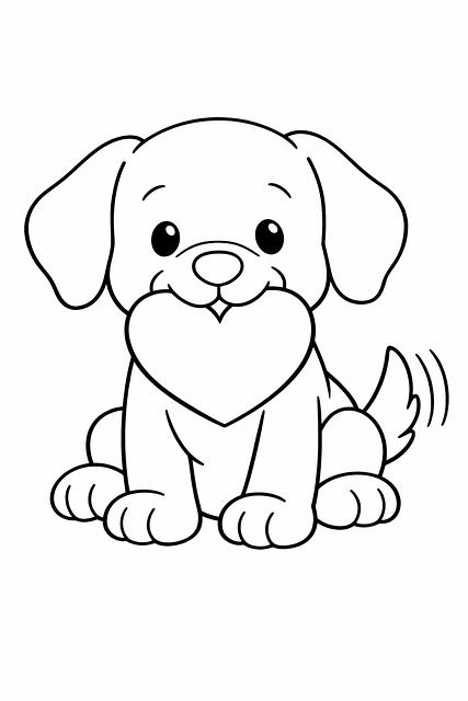 Puppy, Hart, Tekening, Zwart En Wit