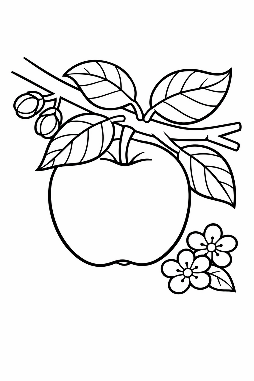 Download free HD stock image of Apple Coloring Free apple coloring fruit tree illustration