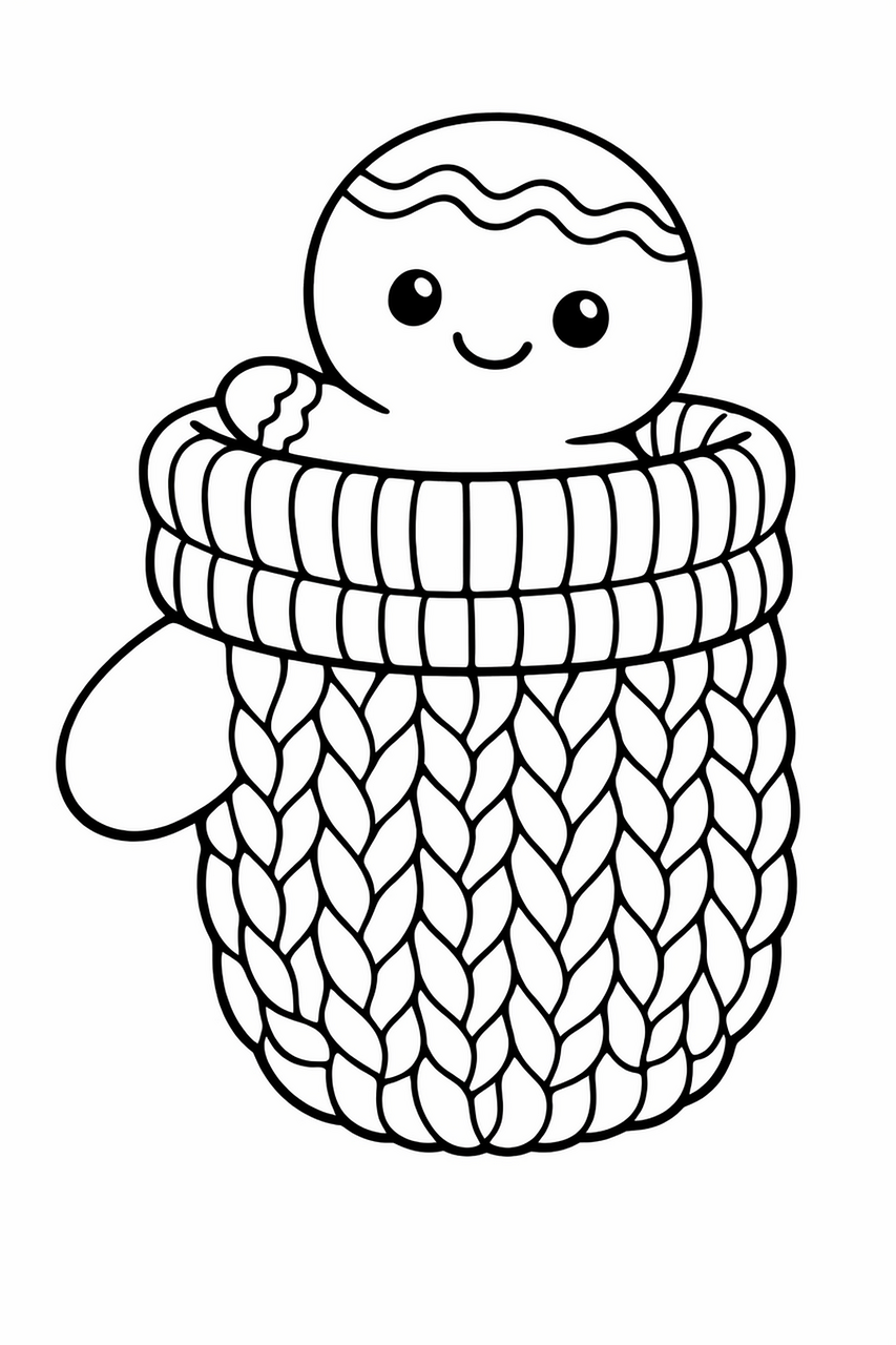 Free mug gingerbread man knit pattern illustration
