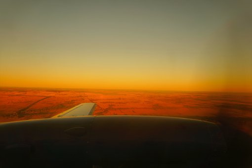 Voando, Pôr Do Sol, Asa Do Avião