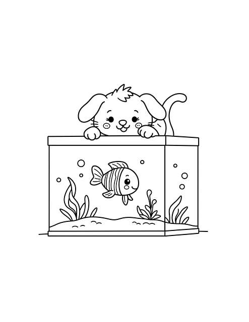 Free Coloring Aquarium illustration and picture