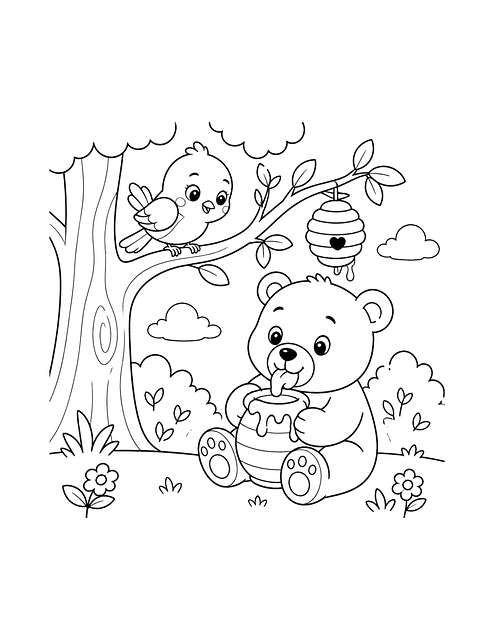 Free Bear Cub Bird illustration and picture