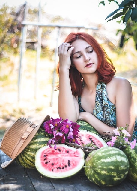 Free Woman Watermelon photo and picture