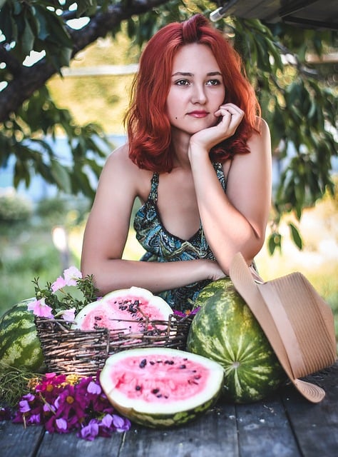 Free Woman Watermelon photo and picture