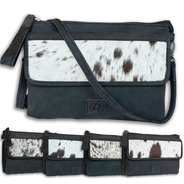 Leren Tas, Zwart En Wit, Crossbody Tas