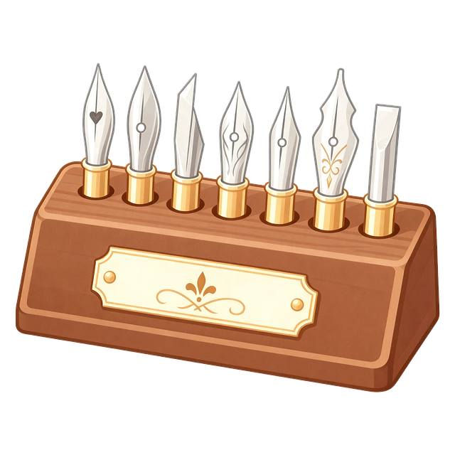 Free calligraphy nibs pen set wooden holder illustration