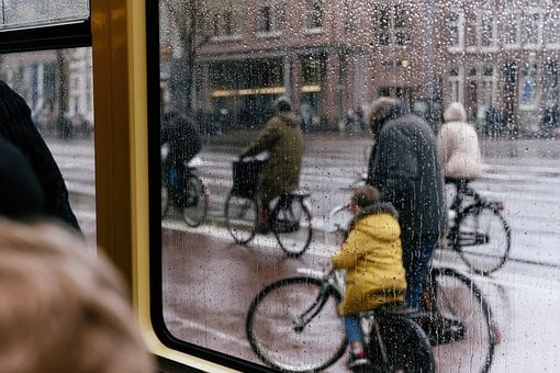 Regn, By, Cykel, Cykling, Vejr, Våd