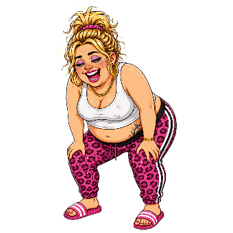 Karikatur, Blondine, Leopardmønster, Le