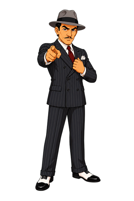 Gangster, Mafia, Tegneserie, Mand, Dragt