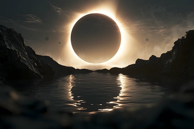 Free eclipse water reflection illustration