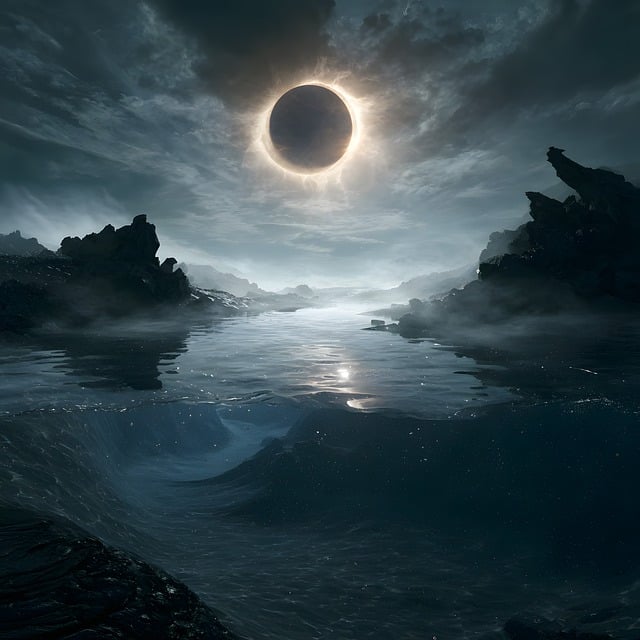 Download free HD stock image of Eclipse Landscape Free eclipse landscape cosmic illustration