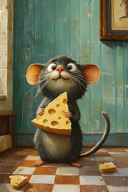 Free mouse cheese cartoon illustration