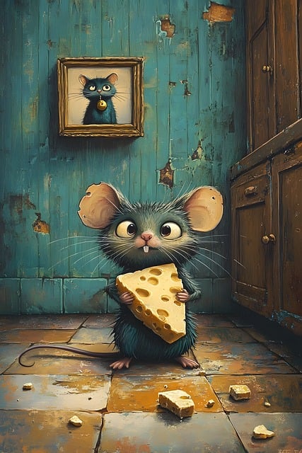 Free mouse cheese cartoon illustration