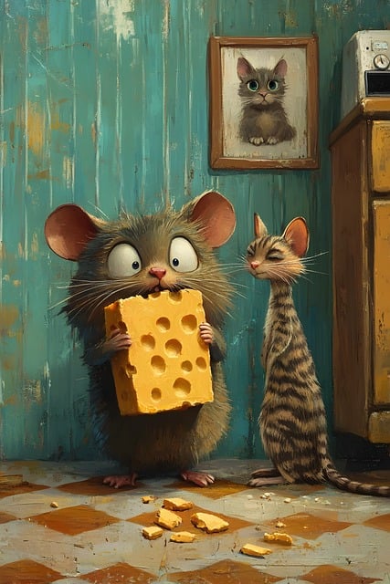 Free cartoon mouse cheese illustration