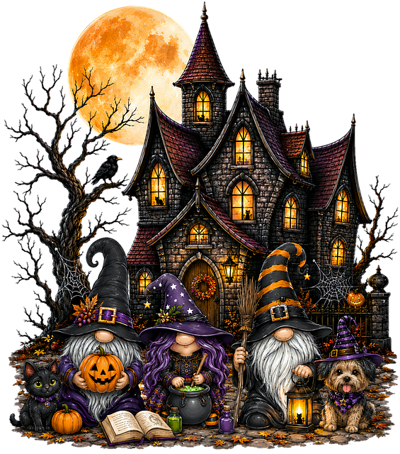 Free halloween witch gnomes illustration