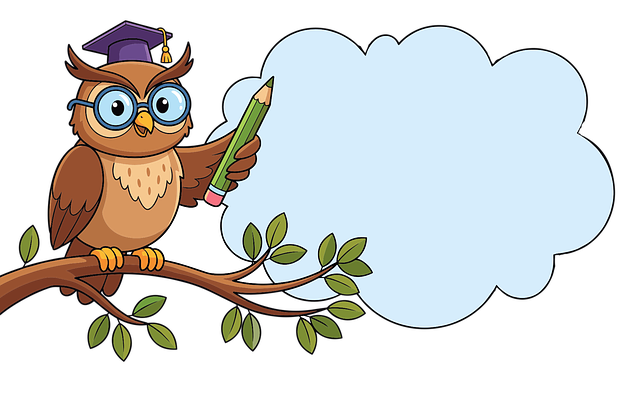 Free owl teacher announcement frame graduation cap vector