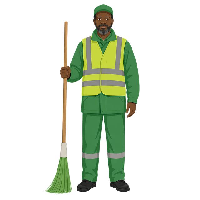 Free sanitation worker street sweeper maintenance worker vector