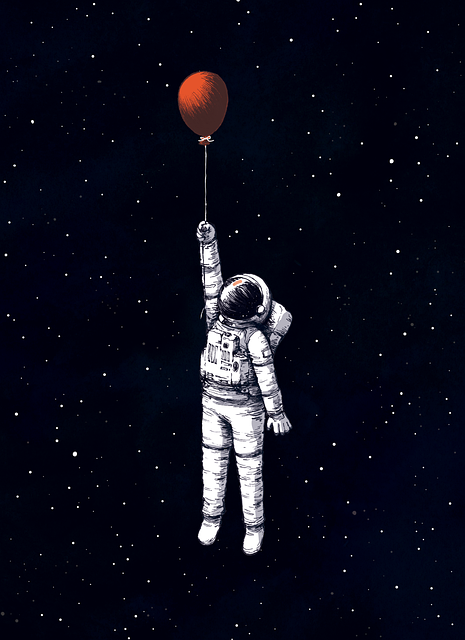 Free astronaut spacesuit balloon illustration