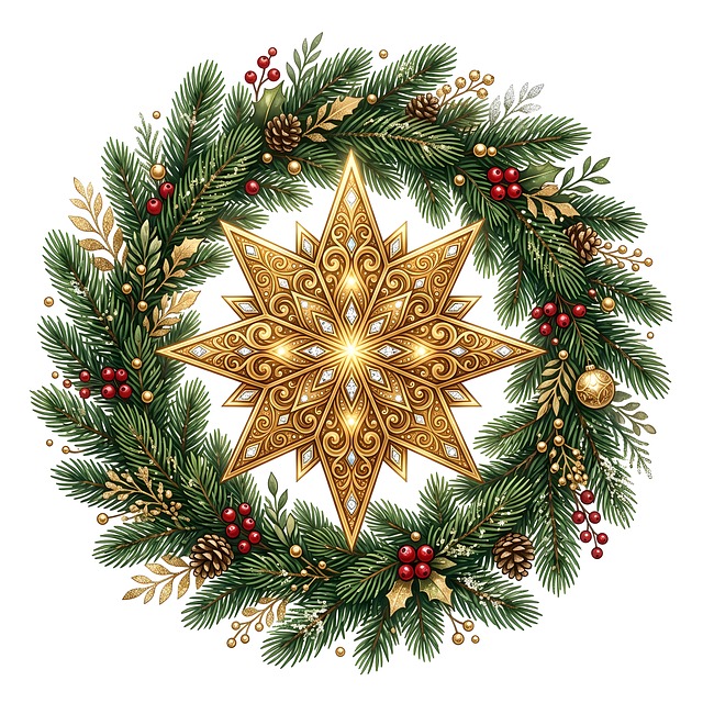Free christmas wreath star illustration