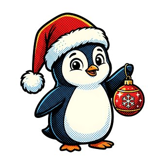 Free Christmas Penguin illustration and picture