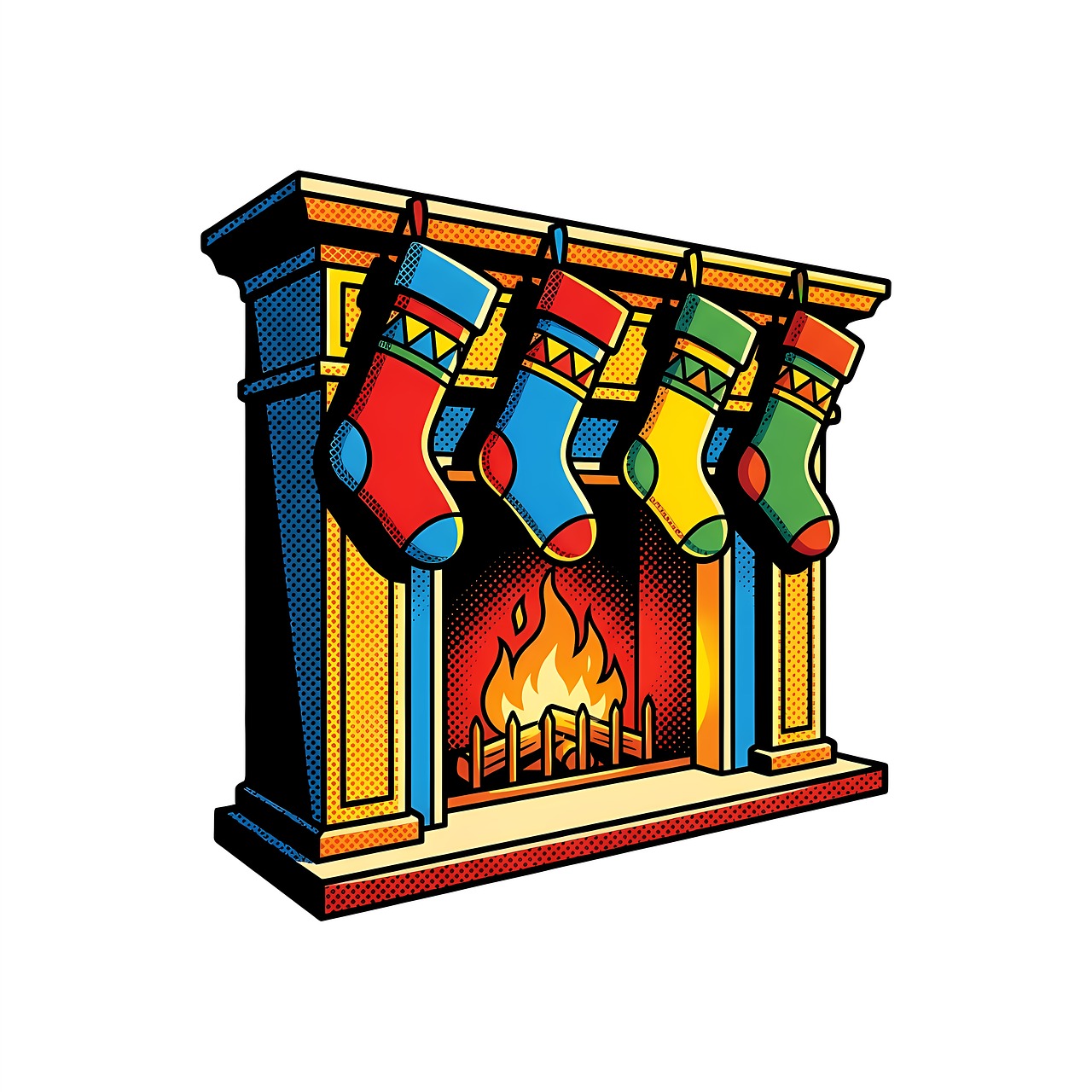 Download free HD stock image of Fireplace Stocking Free fireplace stocking fire illustration